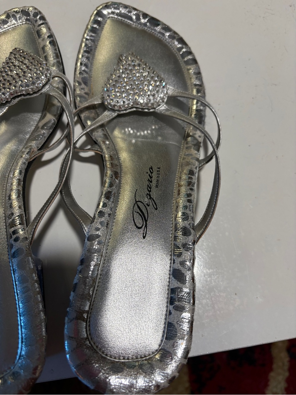 Silver Rhinestone Heart Slide Sandals - Picture 2 of 4